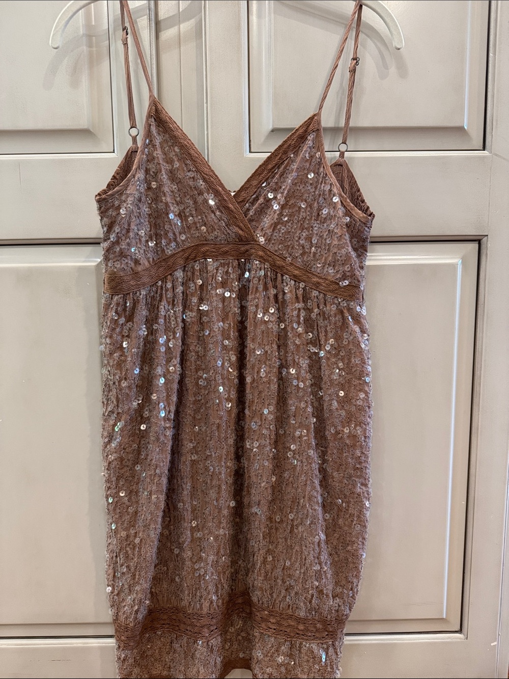 Miilla Clothing Brown Sequin Mini Slip Dress